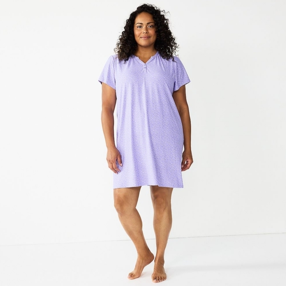 Croft & Barrow Sleepwear Purple Hearts Sleep Dress